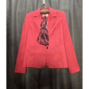 Le‎ Suit Pink Blazer Business Career Jacket with Scarf Size 6